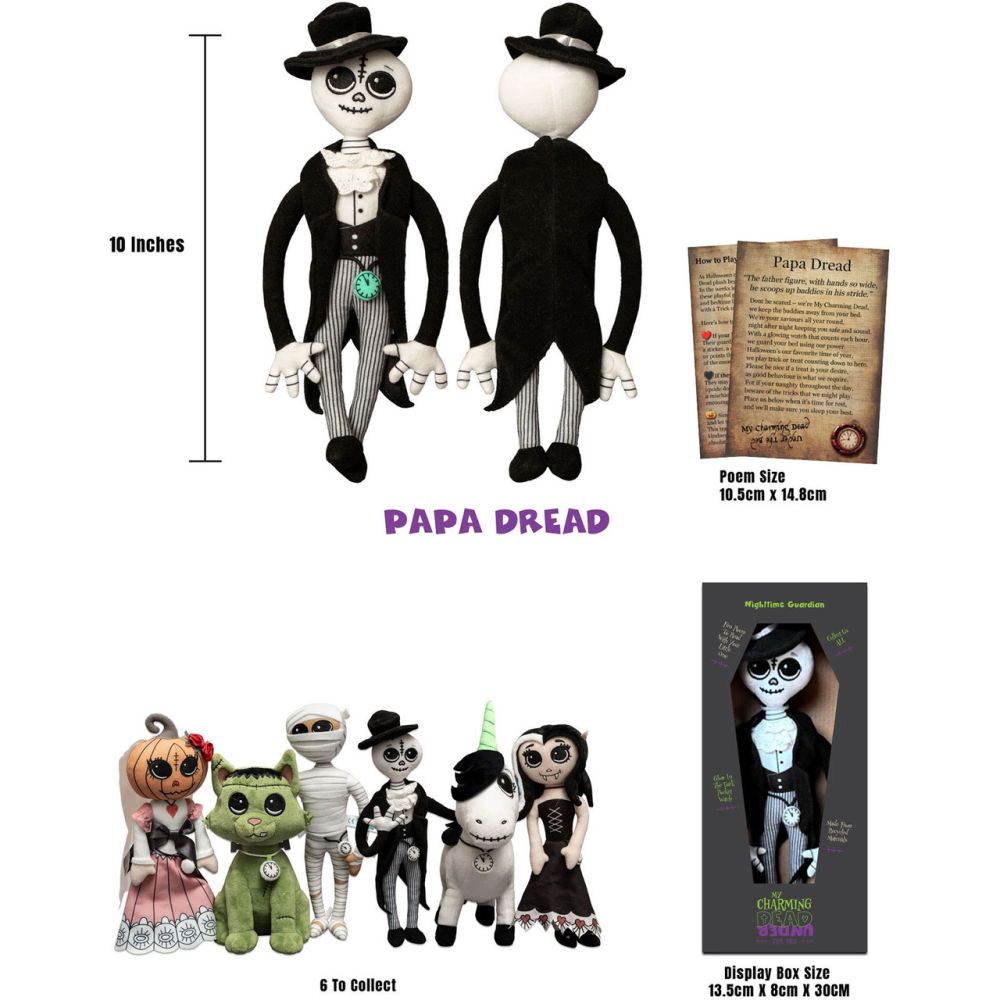 My Charming Dead - Papa Dread Pluche knuffel - Zwart/Wit